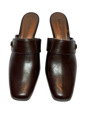 Kate Ann Emily Brown Block Heel Mule Shoes Square Toe Women’s 6.5 NWT